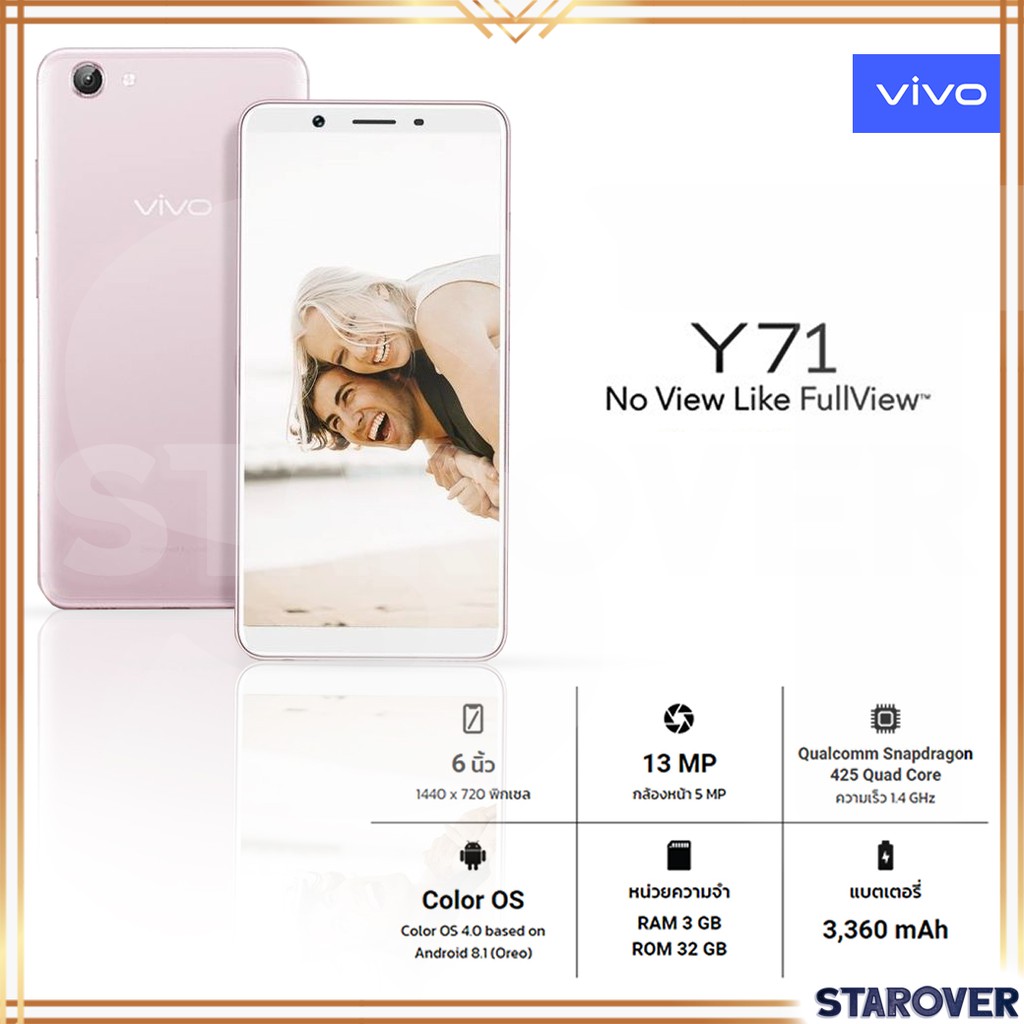รับประกันร้าน 6 เดือน โทรศัพท์ มือถือ Vivo Y71 สมาร์ทโฟน เครื่องใหม่ แท้100% ราคาถูก 【พร้อมส่ง】