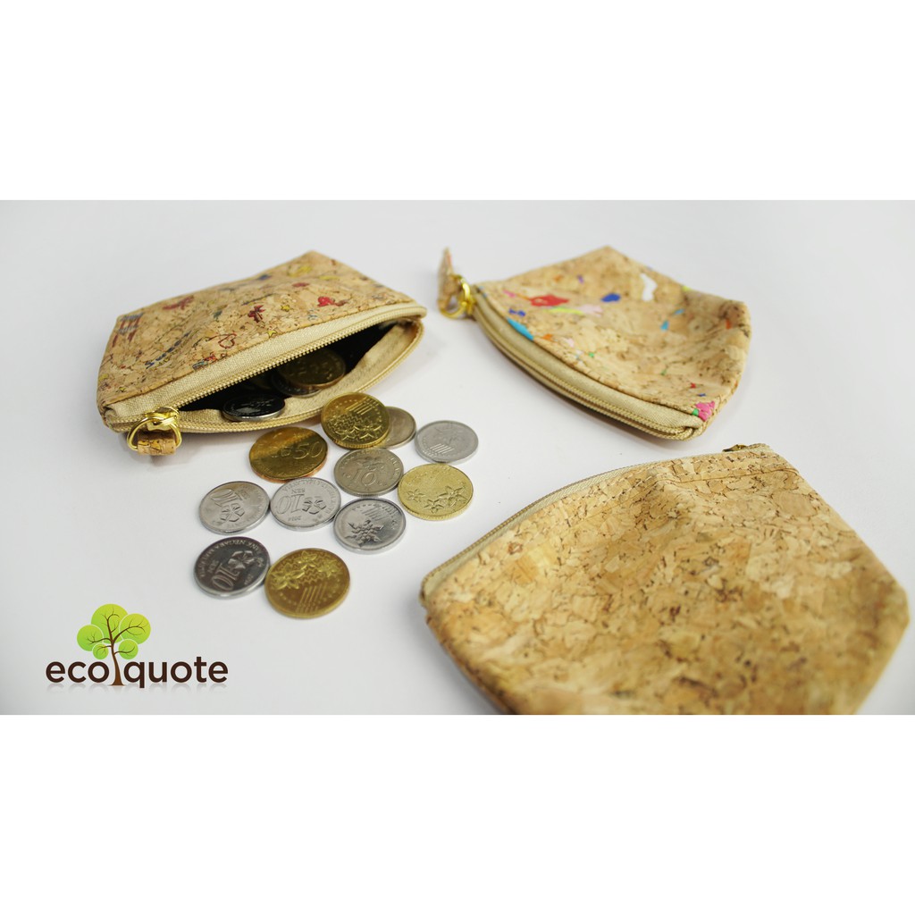 Cork Small Coins Bag ทําด้วยมือเป็นมิตรกับสิ่งแวดล้อมและวัสดุที่ยั่งยืนที่ยอดเยี่ยมสําหรับมังสวิรัติ