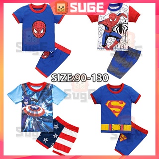 【Suge】ชุดนอน เสื้อแขนสั้น กางเกงขาสั้น ลายการ์ตูนสไปเดอร์แมน แฟชั่นฤดูร้อน สําหรับเด็กผู้ชาย