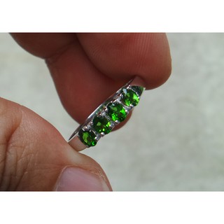 PY Beauty +++แหวนแถวเงิน 925 Sterling silver ฝังพลอยดิบโครมดิออพไซด์(Natural Chorme Diopside) 0.80 กะรัต แท้ทุกรายการค่ะ