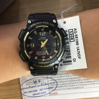 CASIO TOUGH SOLAR นาฬิกาขอมือผู้ชาย รุ่น AQ-S810W-1A3-สีดำทอง