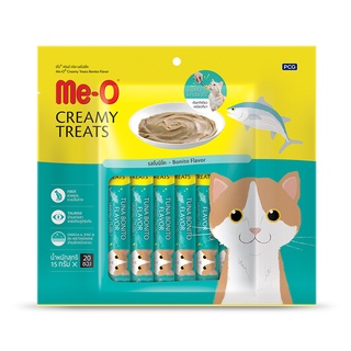 มีโอ ขนมแมวครีมมี่ทรีต รสโบนิโตะ 15 กรัม X 20 ซอง อาหารแมว Me-O Creamy Treat Bonito 15 g x 20