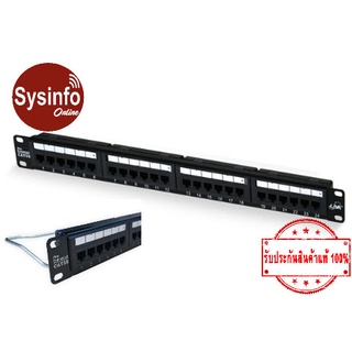 แผงกระจายสายแลนมีเหล็กจัดสาย ขนาด 24 พอร์ต CAT 5E ยี่ห้อ LINK รุ่น US-3024 ขนาด 1U ติดป้ายชื่อได้