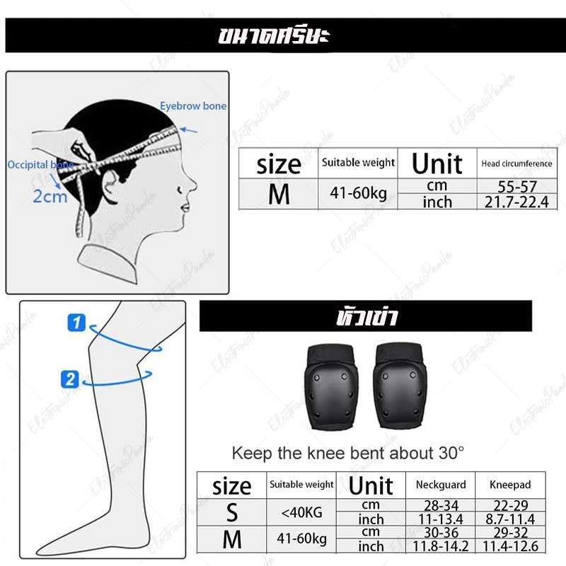 ชุดสนับป้องกันเข่า ศอก ข้อมือ และหมวก อุปกรณ์ป้องกัน 6-7ชิ้น Surfskate Skateboardหมวกกันน็อคสำหรับเล่นกีฬา - รูปที่ 2