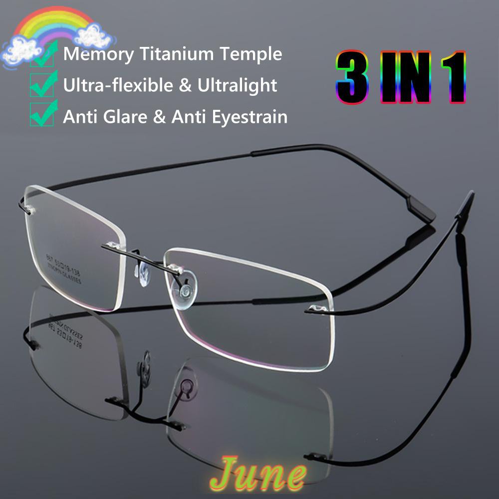 JUNE ผู้ชายและผู้หญิงหน่วยความจําไทเทเนียมแว่นตาสายตายาวแว่นตาอ่านหนังสือ Vision Care ยืดหยุ่น Ultra