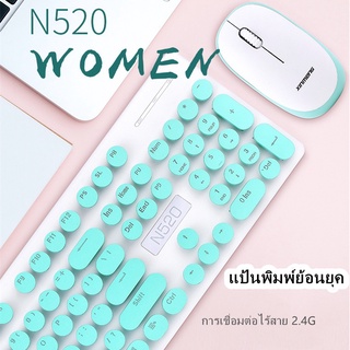 Keyboard mouse Wireless ชุดคู่ ไร้สาย เมาส์ คีบอร์ด แป้นพิมพ์ไร้สาย  คีย์บอร์ดบลูทูธไร้สาย แป้นพิมพ์ไร้สายมีไฟ