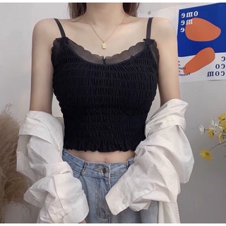 พร้อมส่ง 📍เสื้อสายเดี่ยว สายเดี่ยวสม็อคหลัง สายเดี่ยวมีฟองน้ำ ราคาถูก