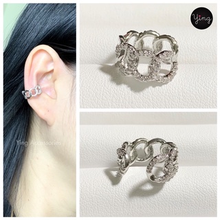 Ear Cuff🌈เพชร CZ ลายโซ่เกลียว งานเพชรละเอียด เกี่ยวหู หนีบหู (1 ชิ้น)