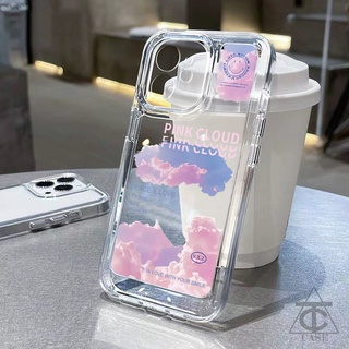 ท้องฟ้าสีชมพู เคสใส Space Shield Case Compatible for iPhone 11 12 13 Pro Max X XS MAX 7 8 Plus SE 2020 ❤️ส่งจากกรุงเทพ❤️