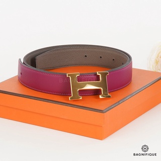 HERMES BELT ETOUPEPURPLE STAMP P SIZE 80 + PIPE SHW