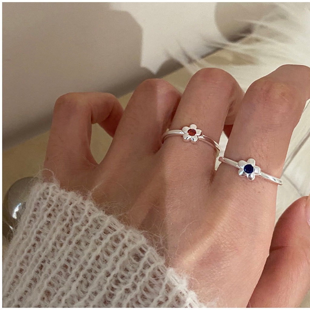 earika.earrings - flora ring แหวนเงินแท้จี้ดอกไม้ประดับเพชร (มีให้เลือก 3 สี) ฟรีไซส์ปรับขนาดได้ - รูปที่ 4