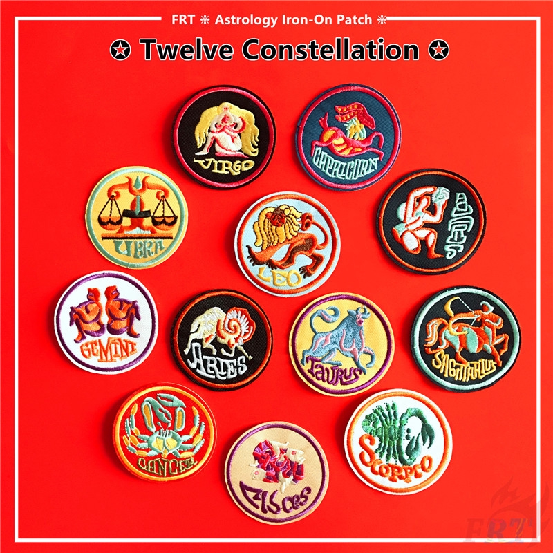 ☸ Astrology：Twelve Constellation -  Series 02 Classic Signs Of Zodiac Iron-on Patch ☸ 1Pc DIY Sew on