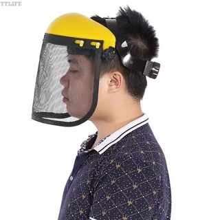 【TT】Safety Helmet Hat with Full Face Mesh Visor for Logging Brushcutter Forestry Protection