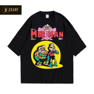 เสื้อยืดผ้าฝ้ายพิมพ์ลายขายดี เสื้อยืด ลาย Merman | เสื้อยืด ลายการ์ตูน Merman SPONSBOB | เสื้อยืด ลาย VINTAGE สีดํา | Un