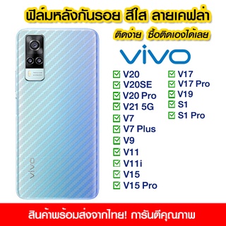 ฟิล์มหลัง vivo ฟิล์มหลัง กันรอย vivo ลายเคฟล่า สีใส VIVO V20/V20SE/V20Pro/V21 5g/V7/V7 Plus/V9/V11/V11i/V15/V15 Pro/V17