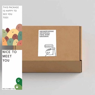 ใหม่ สติกเกอร์ฉลากซีล ลาย "This Package Is Happy To See You Too" ขนาด 5*10 ซม. สีขาว สําหรับติดของขวัญ 10-50 ชิ้น