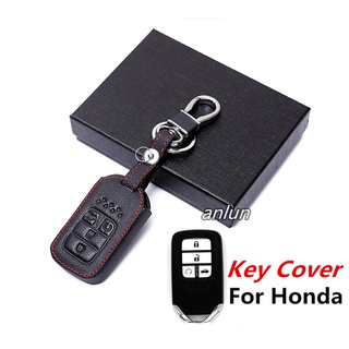 【Ready Stock】เคสกุญแจรถยนต์หนังแท้ 4 ปุ่มสําหรับ honda civic fc