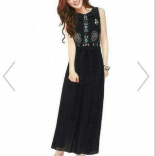 Maxidress แมกซี่เดรสแขนกุด ผ้าชีฟองอย่างดีมีซับในทั้งตัว