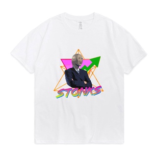 T-shirt  เสื้อยืดแขนสั้น ผ้าฝ้าย 100% พิมพ์ลาย Stonks Surreal Memes แนวสตรีท ใส่สบาย สําหรับผู้ชาย LHZYS-5XL