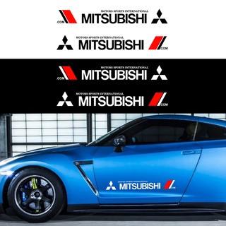 สติกเกอร์ไวนิล ลาย Mitsubishi แฟชั่น สําหรับตกแต่งประตูรถยนต์ จํานวน 2 ชิ้น