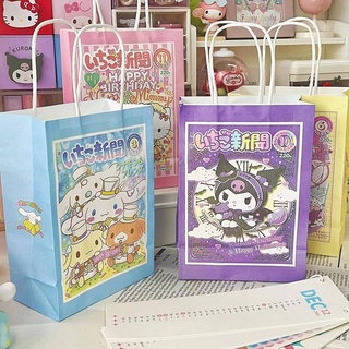 โปสเตอร์น่ารัก Sanrio Pochacco mymelody Kuromi Cinnamoroll ถุงกระดาษ พร้อมหูหิ้ว เทศกาล ของขวัญ ถุงช้อปปิ้ง ถุงกระดาษบรรจุ