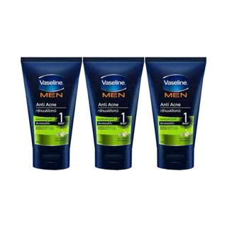 🔥HOT🔥 วาสลีนเมน แอนตี้ แอ็คเน่ เฟซโฟม ขนาด 50 กรัม แพ็ค 3 หลอด Vaseline Men Foam Anti Acne Green 50 g x 3