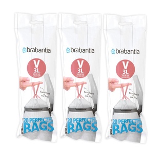 ถุงขยะ สำหรับถังขยะขนาด V 3ลิตร จำนวน 3 ม้วน 60ใบ ถุงขยะ Garbage bags for trash V 3 liters, 3 rolls, 60 pieces