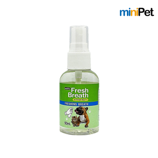 Minipet (มินิเพ็ท) Fresh Breath Spray สเปรย์ลดกลิ่นปาก ดับกลิ่นปากแมว ดูแลช่องปากและฟัน กลิ่นชาเขียว ขนาด 50 มล.