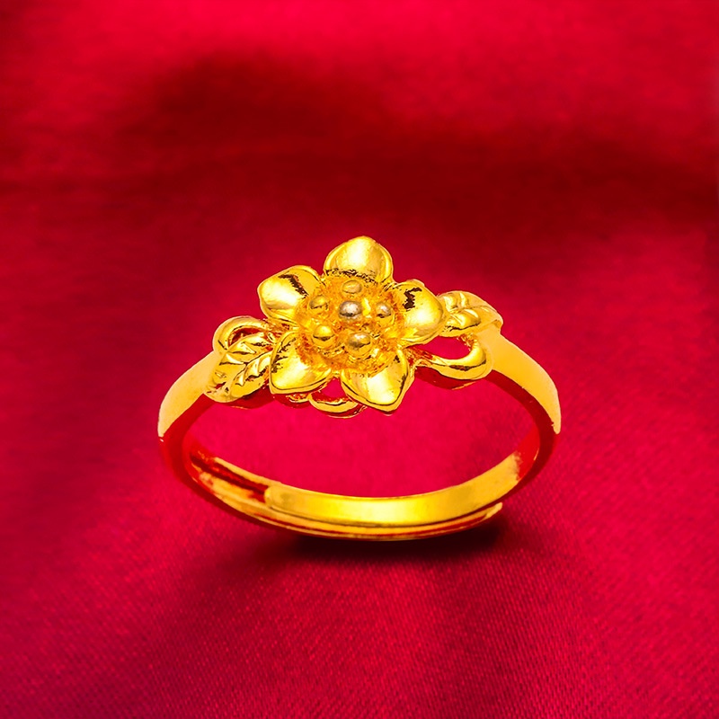 Cincin Emas Korea Cop 916 แหวนทองคํา 24k ลายดอกไม้ เครื่องประดับ