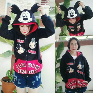 🌷 เสื้อกันหนาวหัวการ์ตูนผู้ใหญ่ งานปัก ผ้าสำลี หนา นุ่ม ลายมินนี่ Minnie