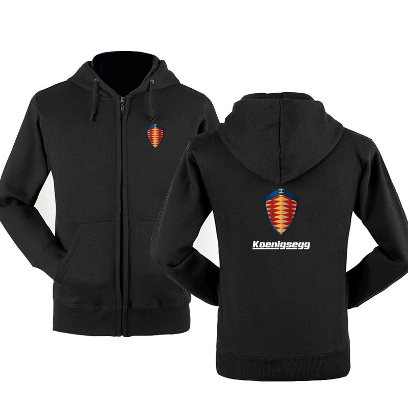 Koenigsegg โลโก้ซิปเสื้อพิมพ์ผู้ชาย L Hooded Jacket Hoodies Zipper Hoody