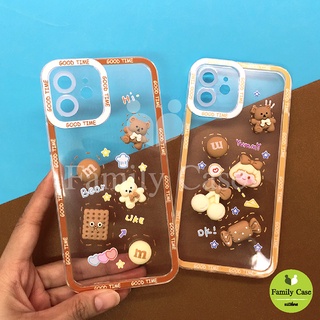 I7+/11/12/12pro max/13 เคสมือถือนิ่มใสกันกล้อง ซิลิโคน TPU ติดการ์ตูนน่ารัก