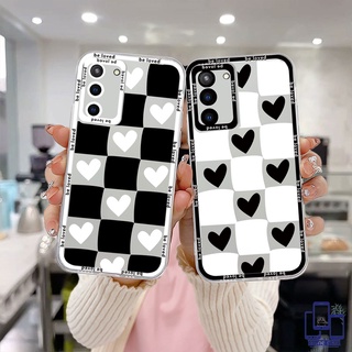 ลายหัวใจขาวดำ เคส Samsung A32 A52 A13 A13LITE A23 A12 A03 A51 A03S  A50 A20S J7 Prime A02S A20 A50S    A30S A52S A30 M12 M01S   11 12 13  7 8 6 Plus ลายหัวใจ เรขาคณิต เคสโทรศัพท์