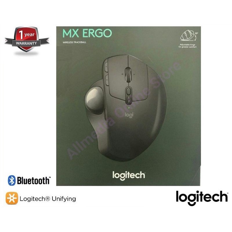 Logitech MX ERGO Advance Wireless Trackball Black แทร็คบอลไร้สาย สีดำ - รับประกันศูนย์ ไทย 1 ปี
