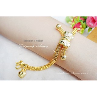 สร้อยข้อมือหัวใจ​โบว์หุ้มทองคำแท้ 5 ไมครอน