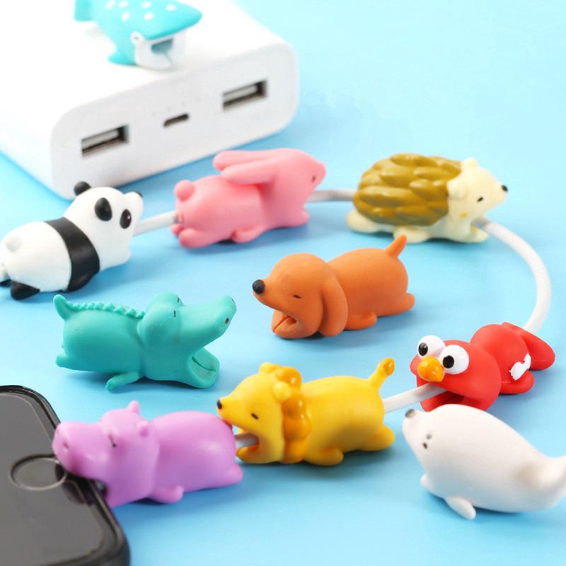 Cartoon Animals Bite Cable Data Protector Duck Cats Shark Turtle Data Line Protection Accessory for Phone Samsung Huawei