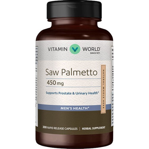 SALE!!! บำรุงต่อมลูกหมากเหมาะสำหรับท่านชาย Saw Palmetto 450 mg 200 Capsules  (Vitamin world 3533) EXP01/23