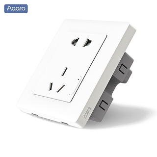 Aqara Smart Wall Socket Plug ปลั๊กสแตนเลสปลั๊กเสียบ 2500W เกตเวย์รีโมทคอนโทรลควบคุมรีโมทไร้สาย 100V-250V AC