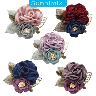 [sunnimix1] เข็มกลัดผ้าคลุมไหล่ ลายดอกไม้ประดิษฐ์ สไตล์ยุโรป สําหรับตกแต่งชุดแต่งงาน