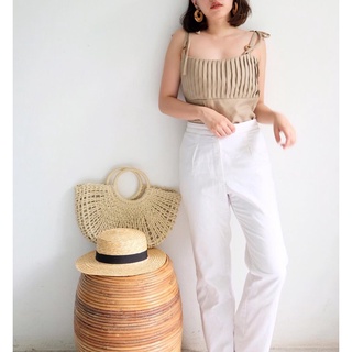 WoodSage Basic Pants กางเกงขายาวเอวสูง มินิมอล