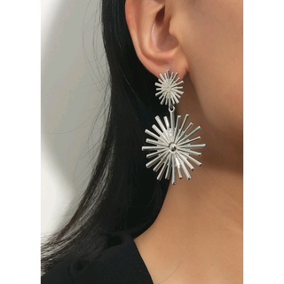 ต่างหูแฟชั่น ต่างหูแฉก สวยๆ เก๋ๆ Simple Solid Drop Earrings  สีเงิน ส่งจากไทย