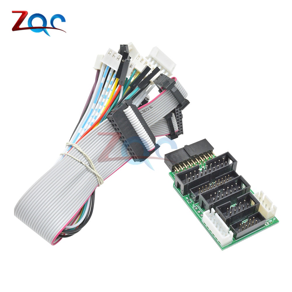 Emulator V8 JTAG อะแดปเตอร์แปลงสําหรับ J-Link 8PCS 4 Pin 6 Pin 10 Pin 20 Pin สีเทาแบนริบบิ้นสายเคเบิ