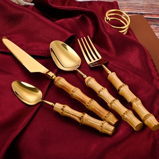 สุดยอด!ชุดช้อนส้อม และส้อม ทําจากไม้ไผ่แท้ และสเตนเลส แบบหนา…