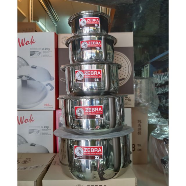 Zebra หม้อแขกชุด 5ใบ 16-32 ซม.ตราหัวม้าลาย ชุดใหญ่ ราคาโปร