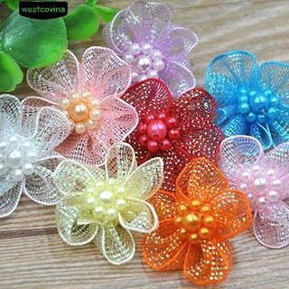 ลูกปัดออแกนิกส์ทรงกลมลายดอกไม้ผสมงานฝีมือ DIY Craft Appliques