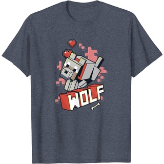 เสื้อยืดลําลอง แขนสั้น พิมพ์ลาย Minecraft Wolf Hero Love สไตล์เกาหลี คุณภาพสูงS-5XL