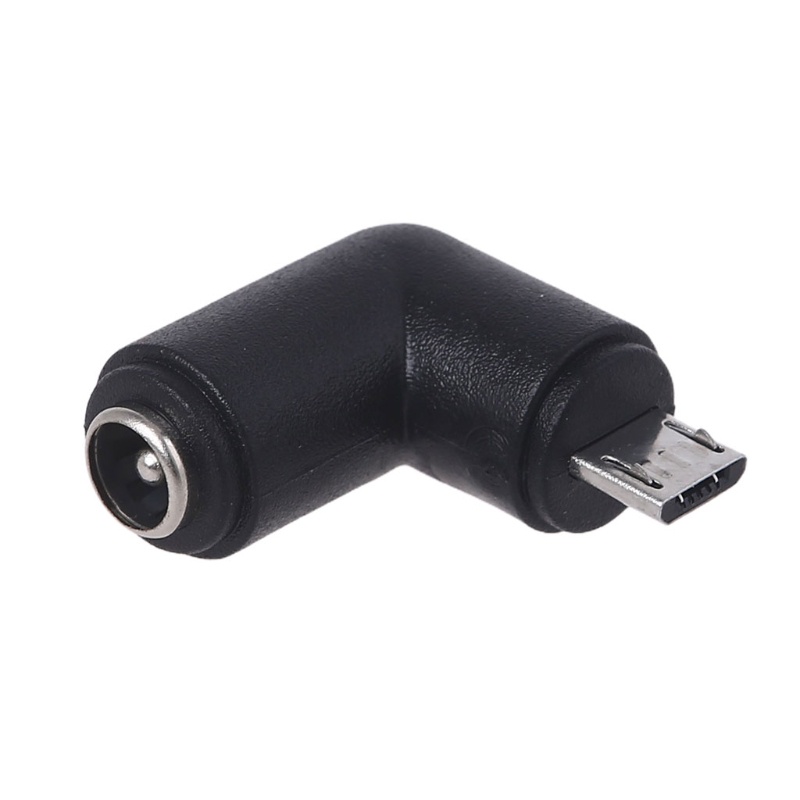 ✿ Black 5.5 x 2.1mm DC Power Plug Elbow Adapters Female to Micro USB Male Charge Adapter for Tablet Cellphone