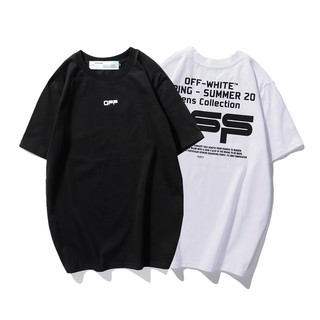 พร้อมแจ้ง OFF WHITE 2020 ผลิตภัณฑ์ใหม่ TEXT แขนคู่สตรีทอินเทรนด์เสื้อยืดฤดูร้อนเสื้อยืด [M-XXL]~n1