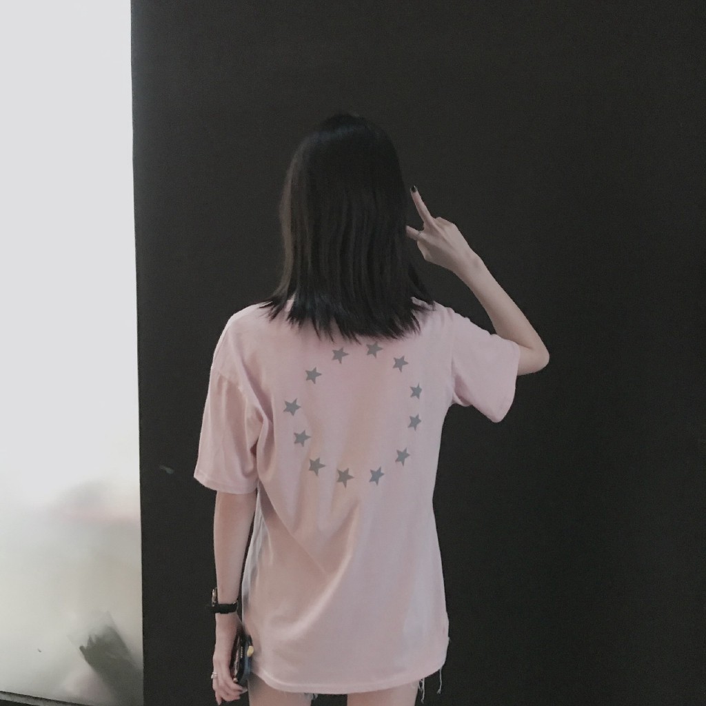 เสื้อยืดสะท้อนแสงรูปดาว สีชมพู