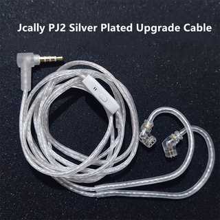 Jcally สายเคเบิลอัพเกรด PJ2 5N OFC ชุบเงิน พร้อมไมโครโฟน MMCX 2Pin 0.78 มม. QDC Pin สําหรับ SE215 KZ ZEX EDX PRO ZSN PRO X MT1